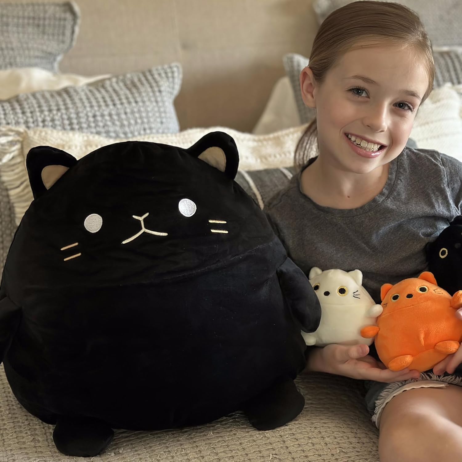 BENINI 4Pcs Giant Black Cat Plush Set