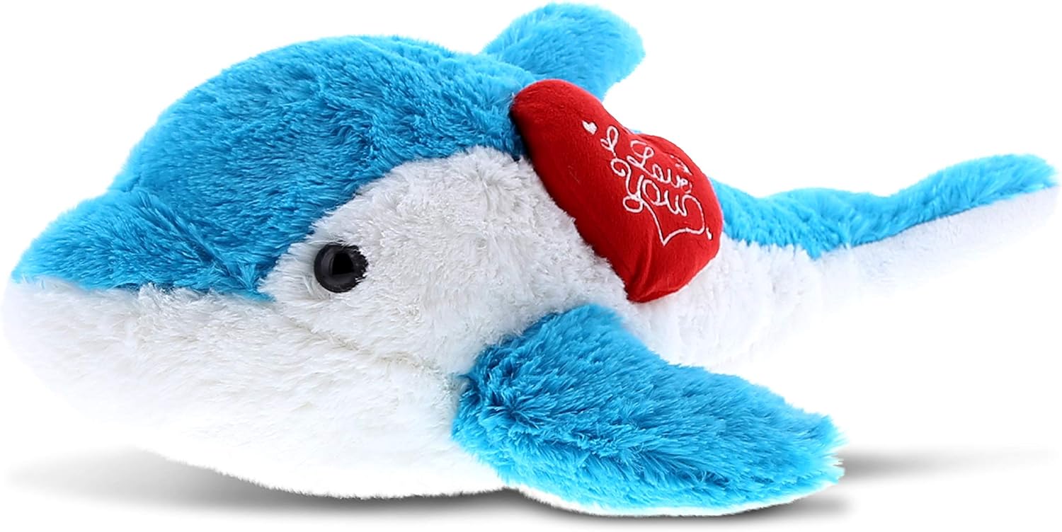 DolliBu I Love You Valentine Blue Dolphin Plush - 18 Inches