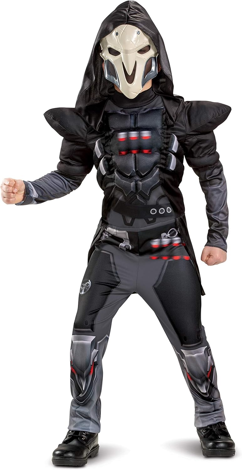 Overwatch Reaper Costume for Kids Muscle Padded Jumpsuit