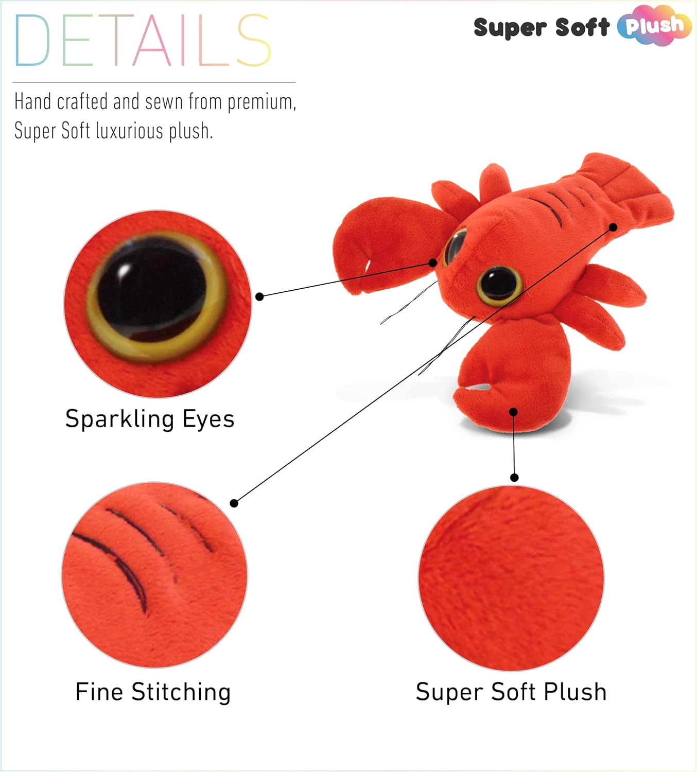 DolliBu Plush Red Lobster Stuffed Animal - 6 Inch Huggable Toy