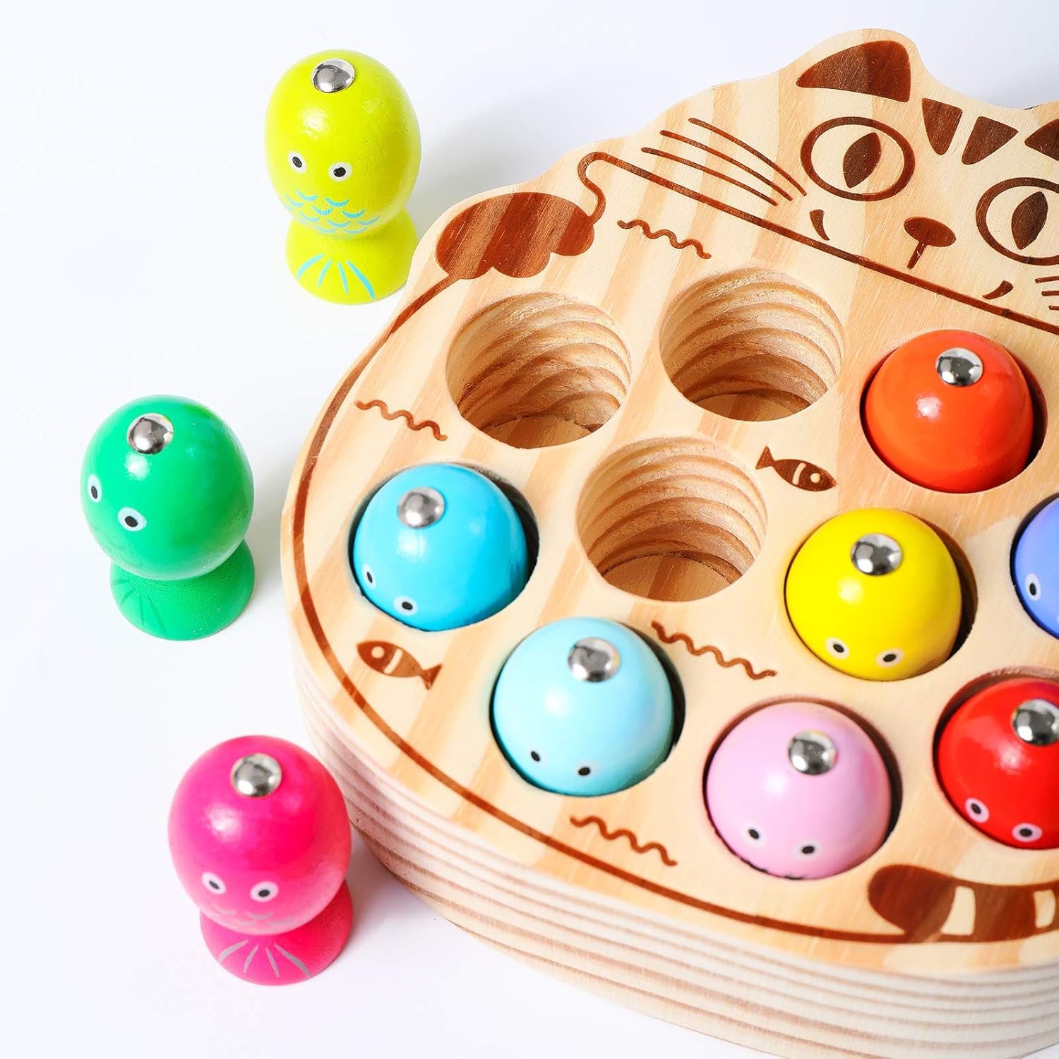Montessori Magnetic Wooden Fishing Game for Toddlers