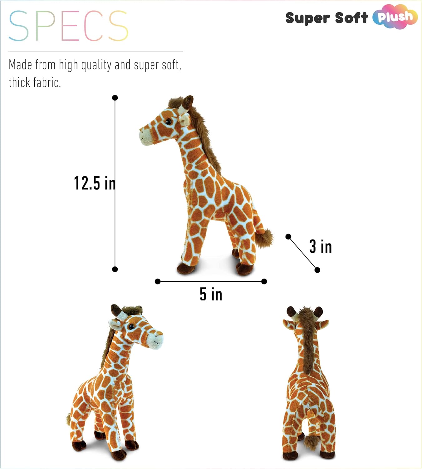 DolliBu Plush Giraffe Toy - Soft Huggable 125 Inch