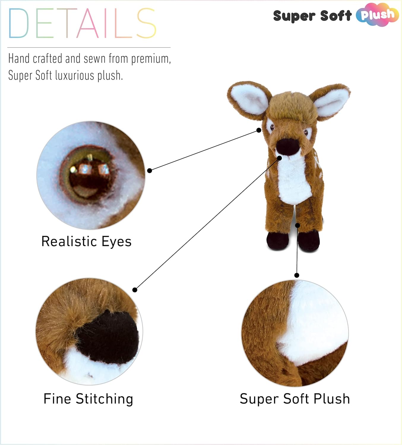 DolliBu Plush Deer - Super Soft Huggable 125 Inch Standing Deer Toy