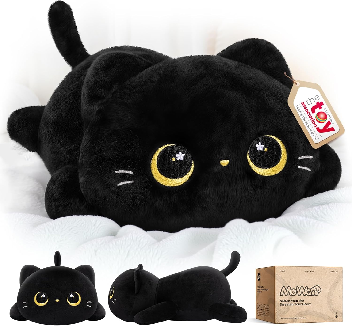 Cute Black Cat Plush Pillow for Kids Girls