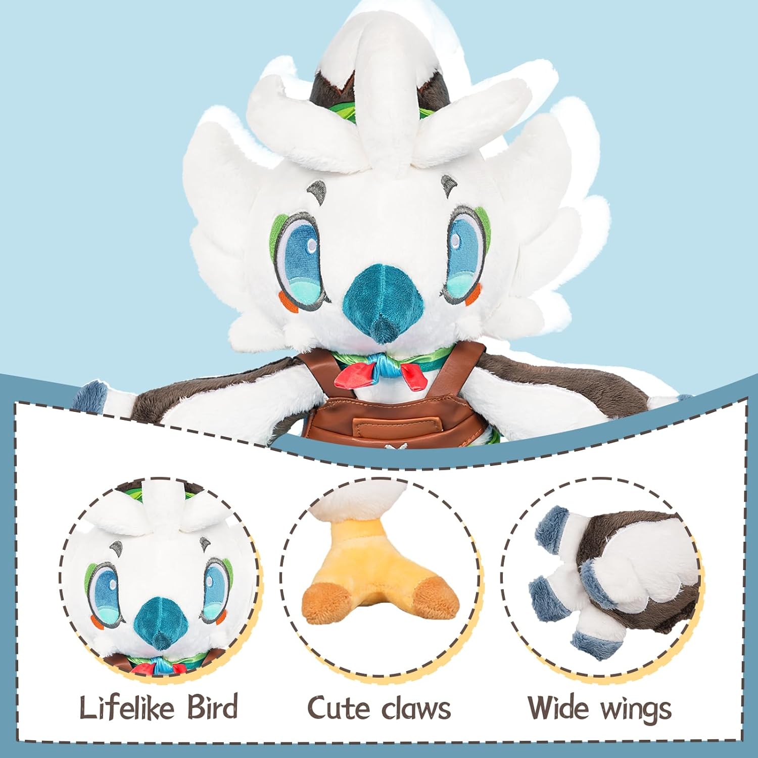 Nadou 12 Inch White Bird Plush Stuffed Animal 1