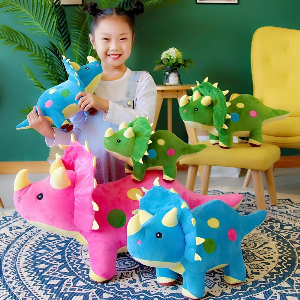 NILISWIEST Dinosaur Plush Pillow Toy Green Triceratops