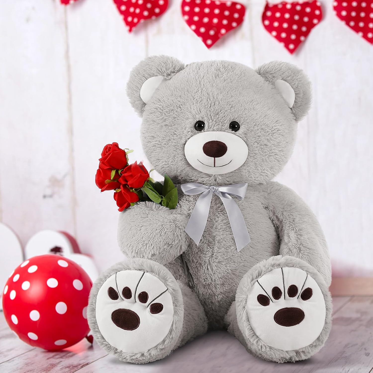 MorisMos 36in Giant Gray Teddy Bear Plush