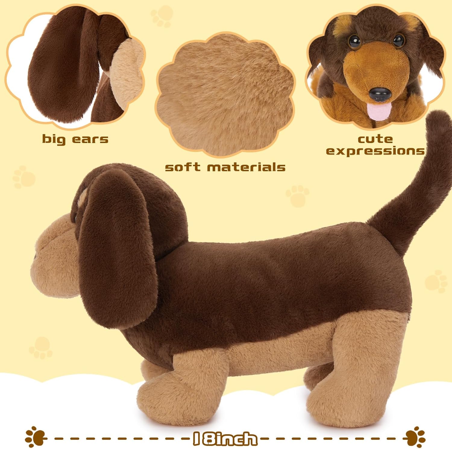 Muiteiur 18 Dachshund Plush Set 4-Pack Cuddly Dog Toys