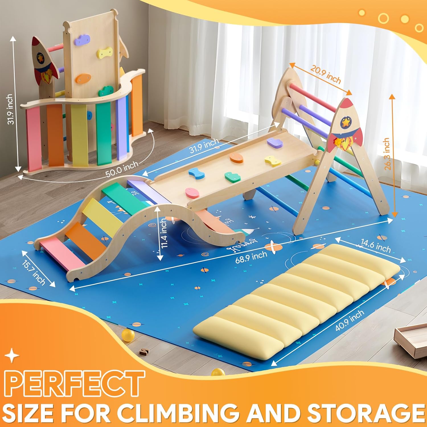 KidsBuddy Pikler Triangle Set for Toddlers 1-3