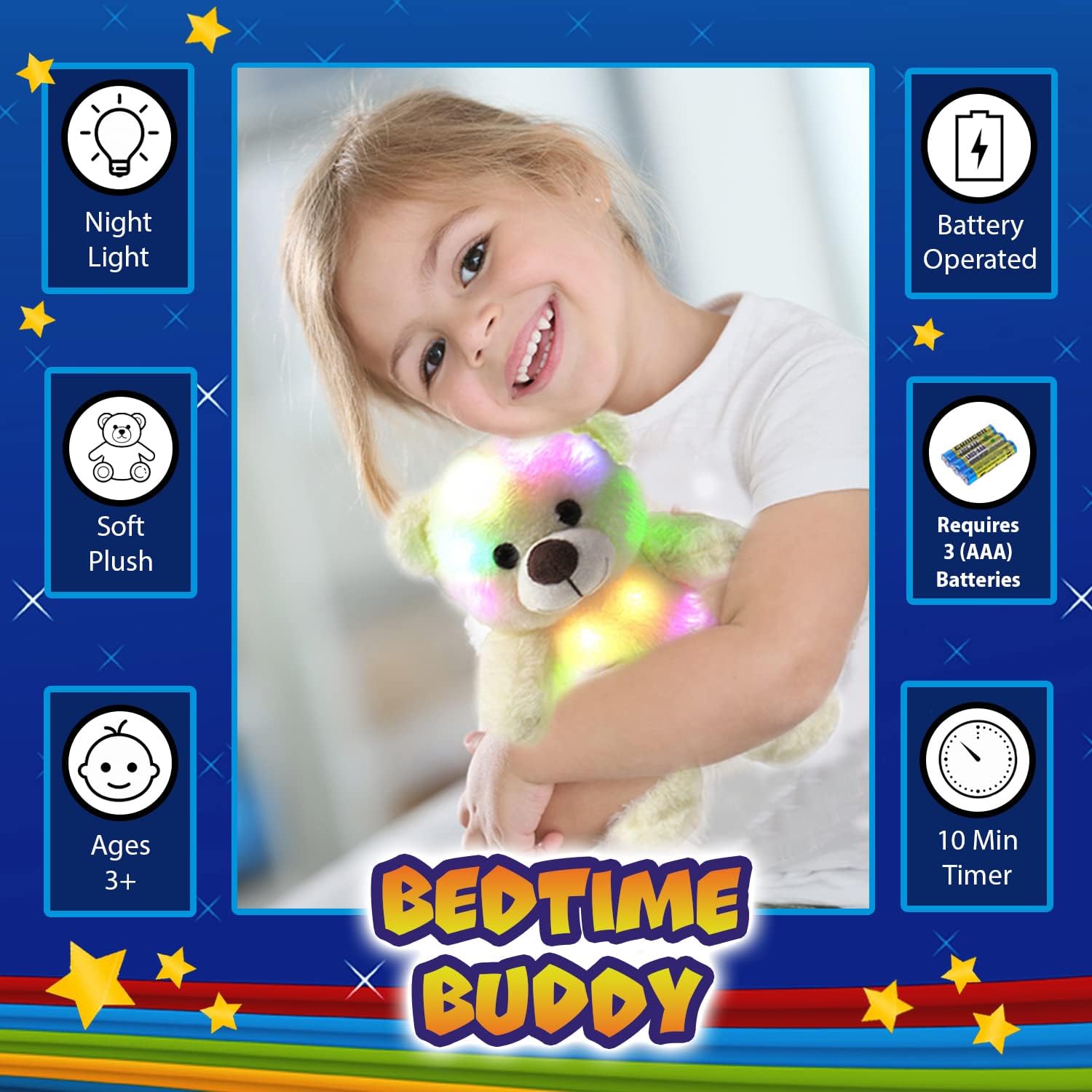 The Noodley LED Light Up Stuffed Animal Sleep Toy - 12 Inch White