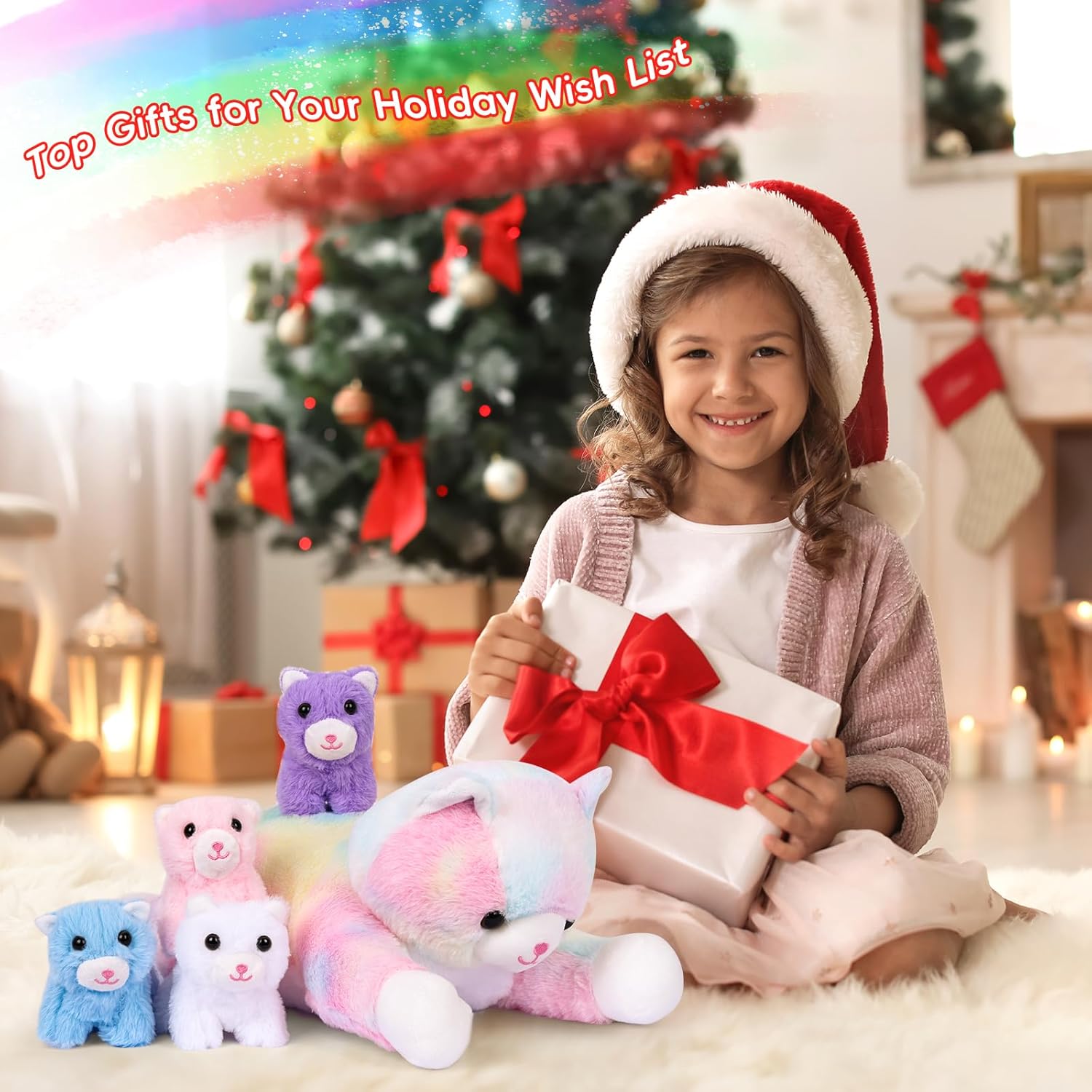 PLYFOU 5-Piece Cat Plush Set for Kids