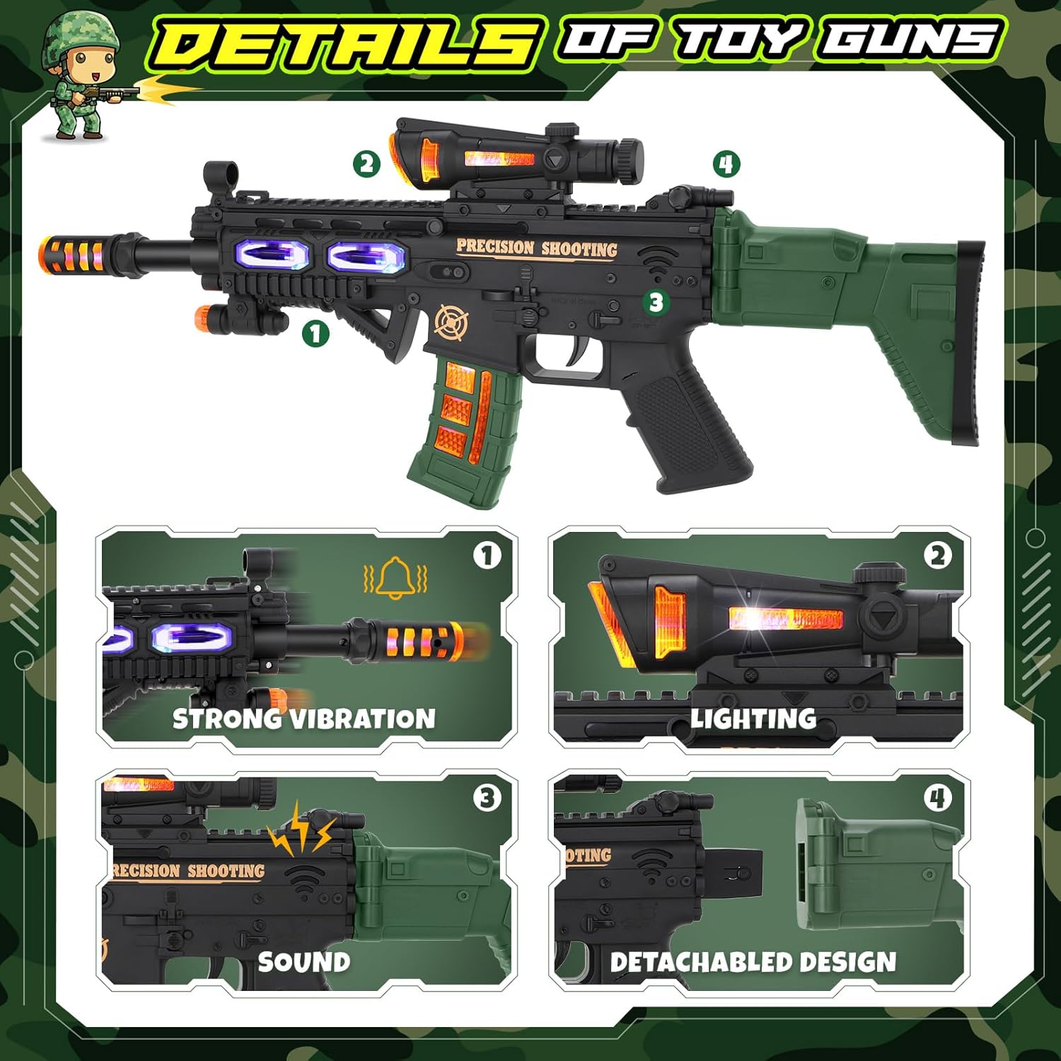 GIFTINBOX Kids Army Costume Set with Toys