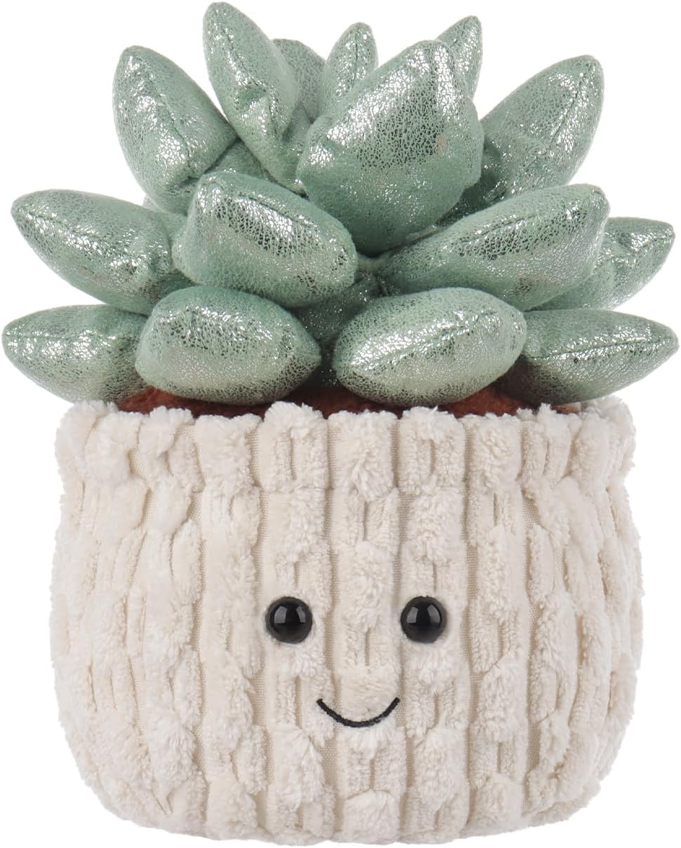 Apricot Lamb Potted Shiny Succulents Plush Stuffed Animal for Kids