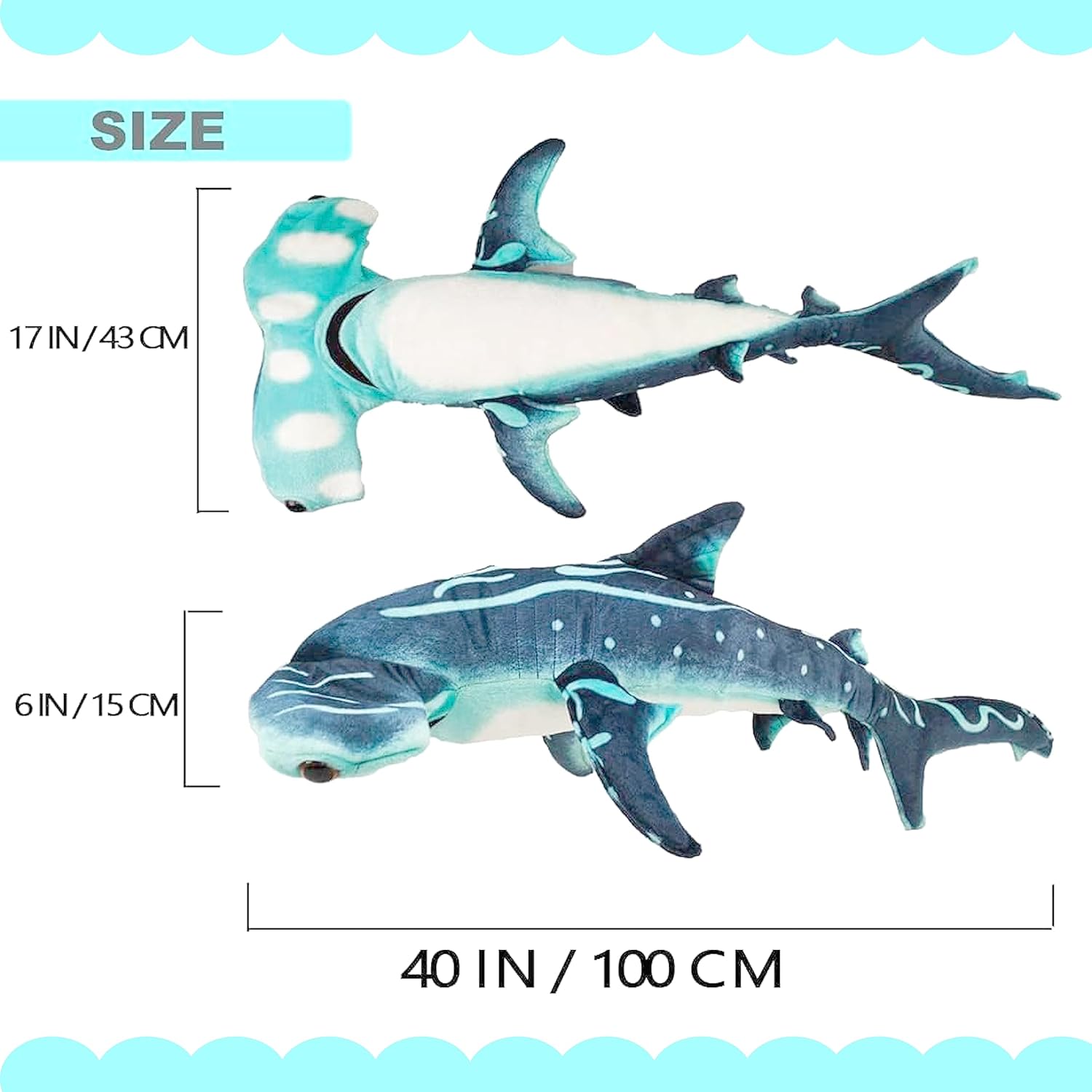 40 Inch Hammerhead Shark Plush Toy - Giant Stuffed Animal