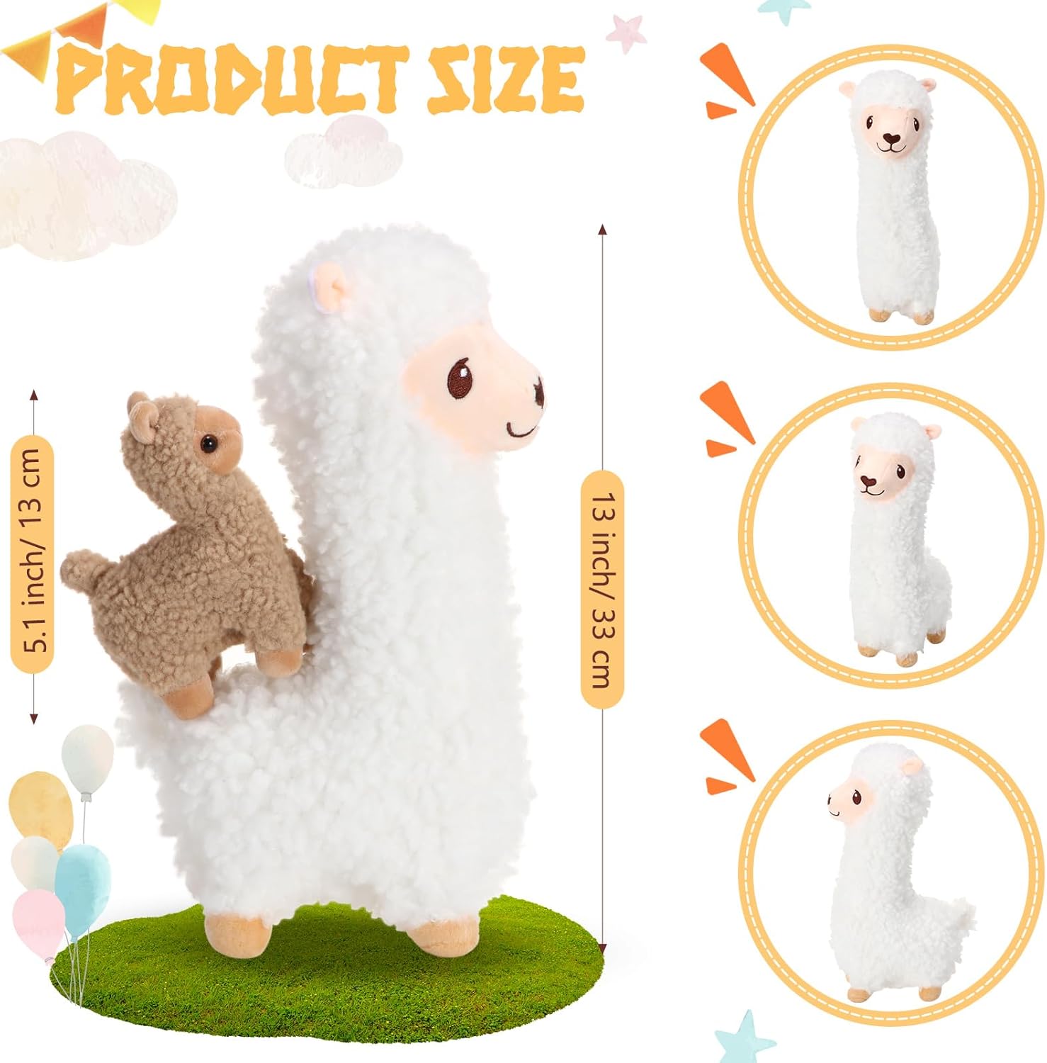 Jenaai Llama Plush Set with 4 Baby Llamas Cute Stuffed Animals