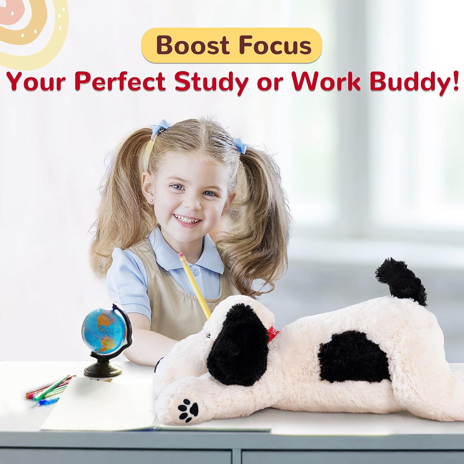 Meowtastic Black White Weighted Plush Stuffed Animal