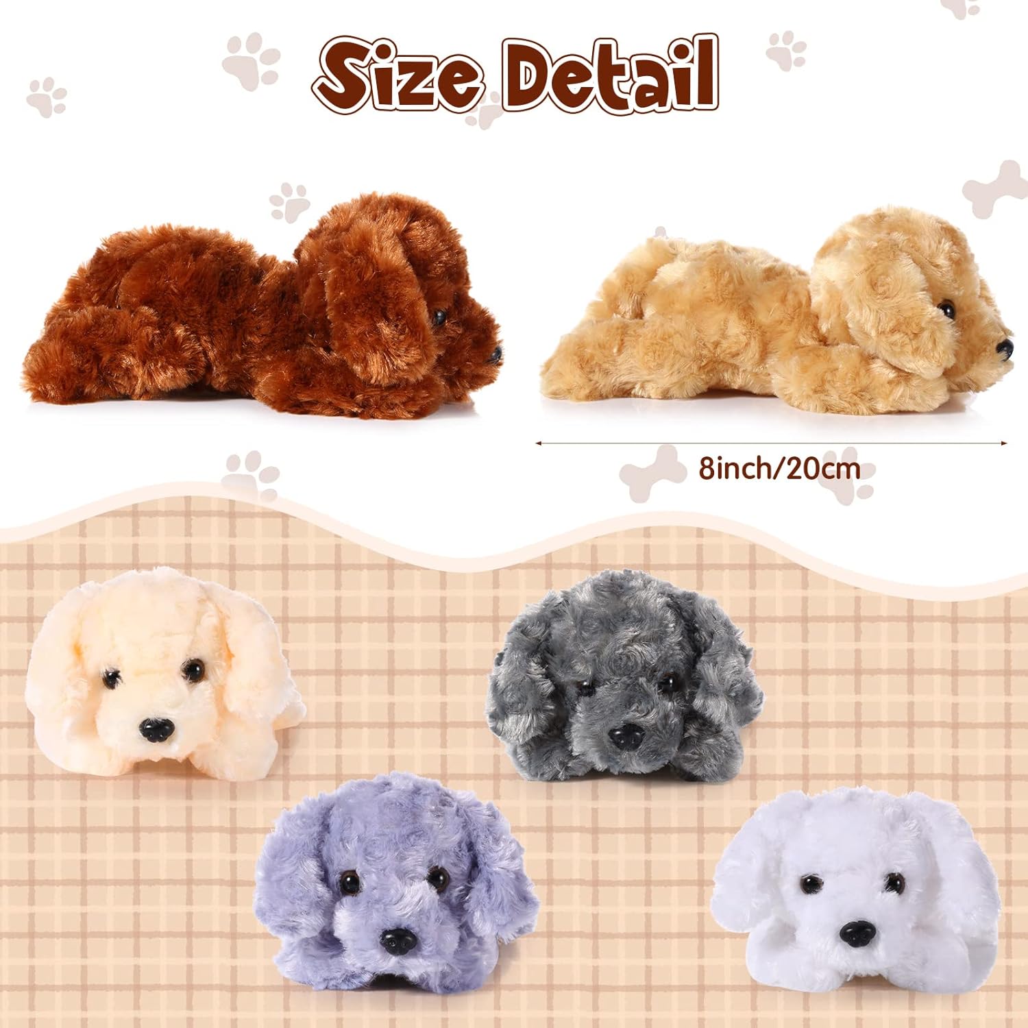 Harrycle 6 Pcs 8 Inch Plush Dog Pillow Toy Set