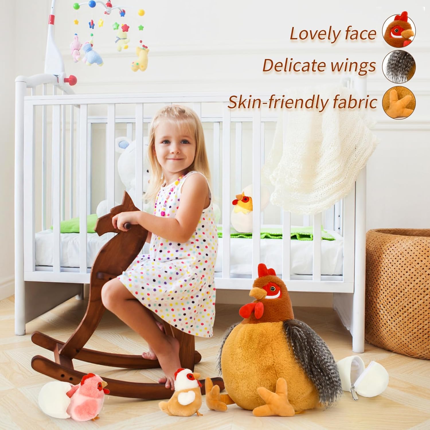 BENINY Egg Laying Hen Plush Toys with Baby Chicks and Coop