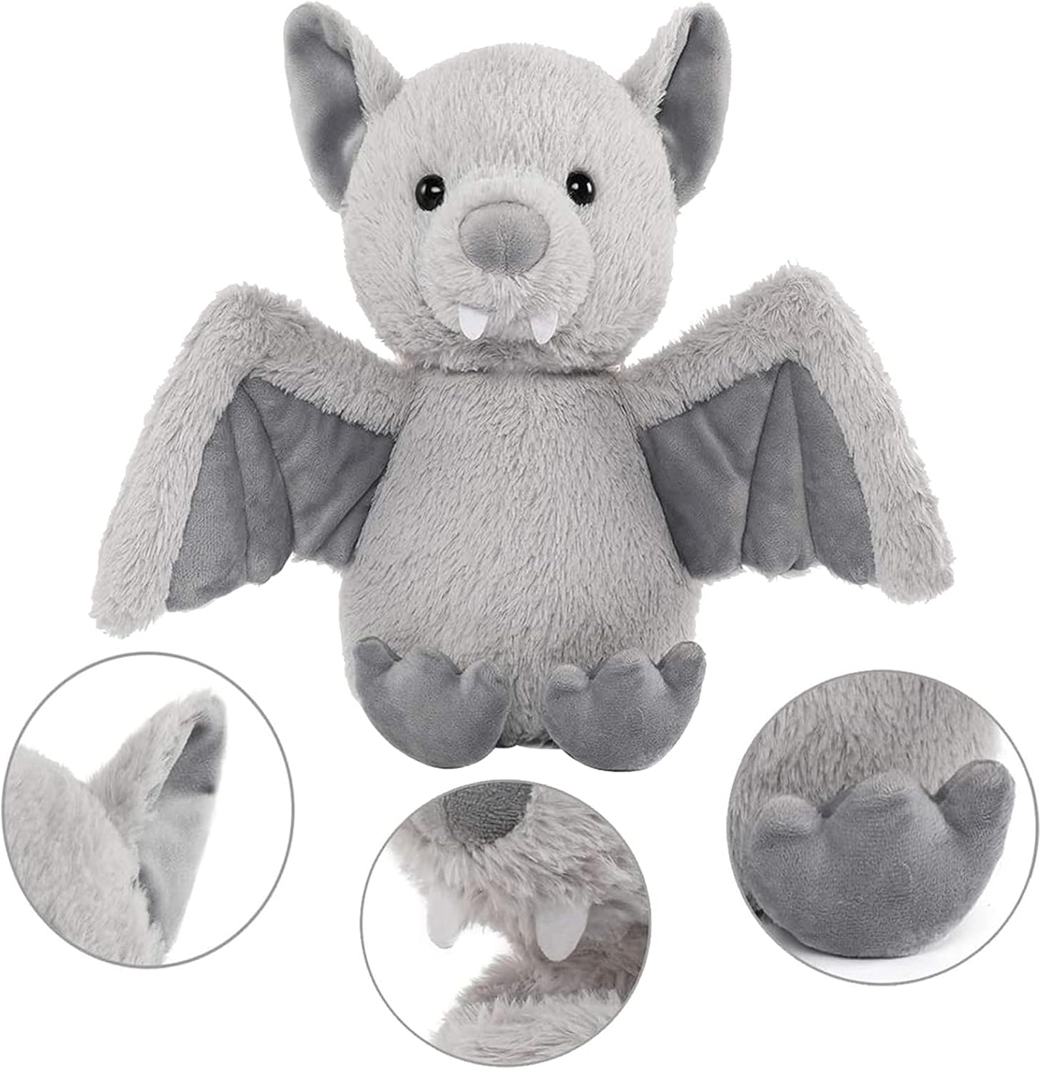 AngelGift Cuddly 11-Inch Grey Plush Bat Stuffed Animal Toy