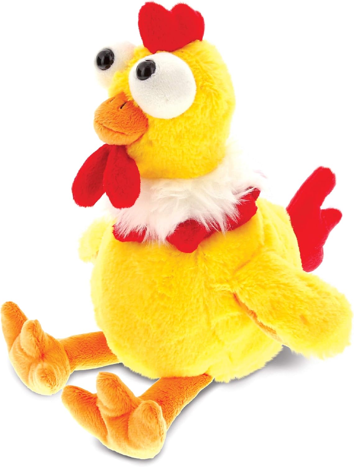 DolliBu Plush Rooster Toy - Soft Huggable Sitting Yellow Farm Animal