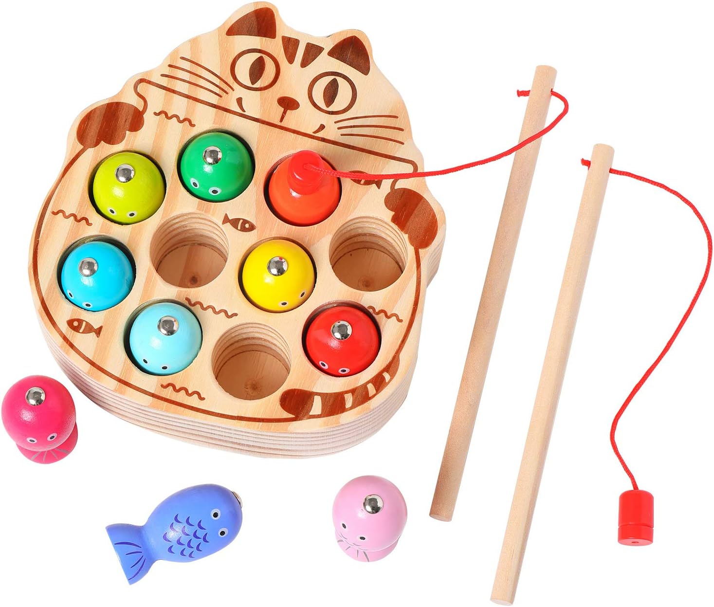 Montessori Magnetic Wooden Fishing Game for Toddlers