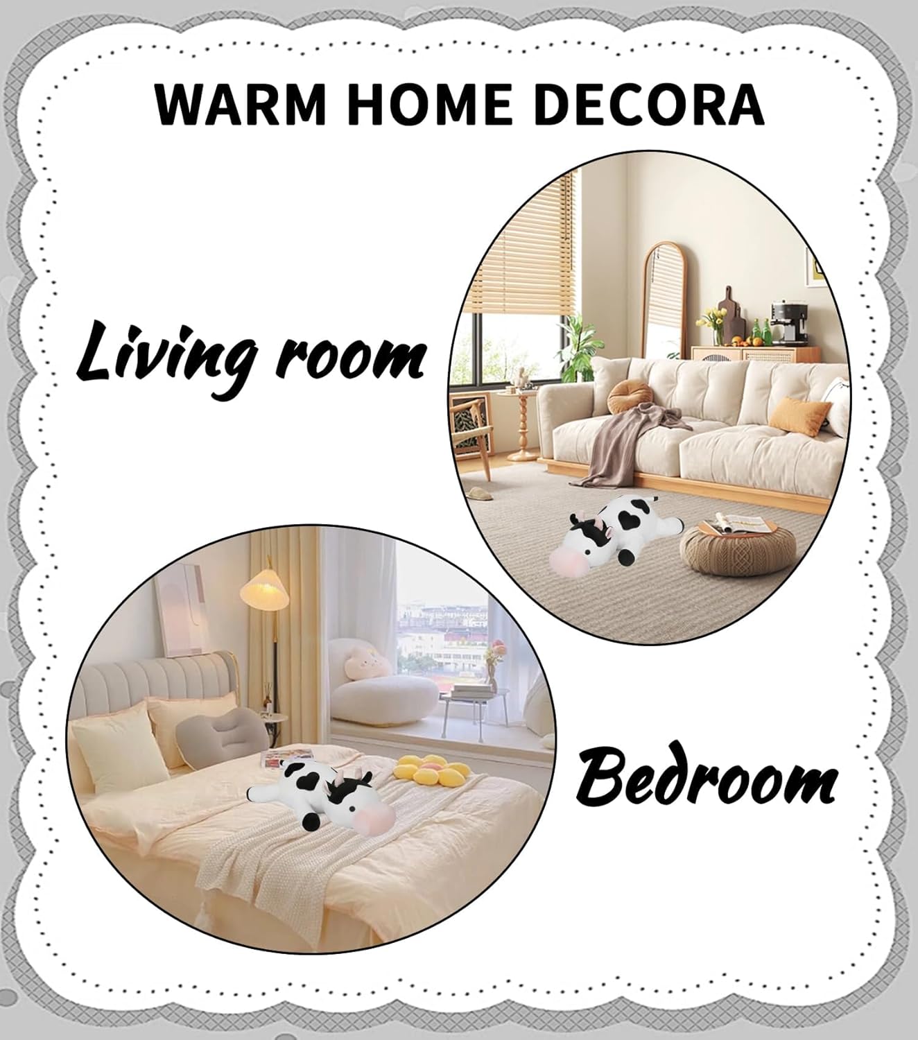 FLORVIV Weighted Cow Plush Toy 24 42lb Comfort Pillow for Kids