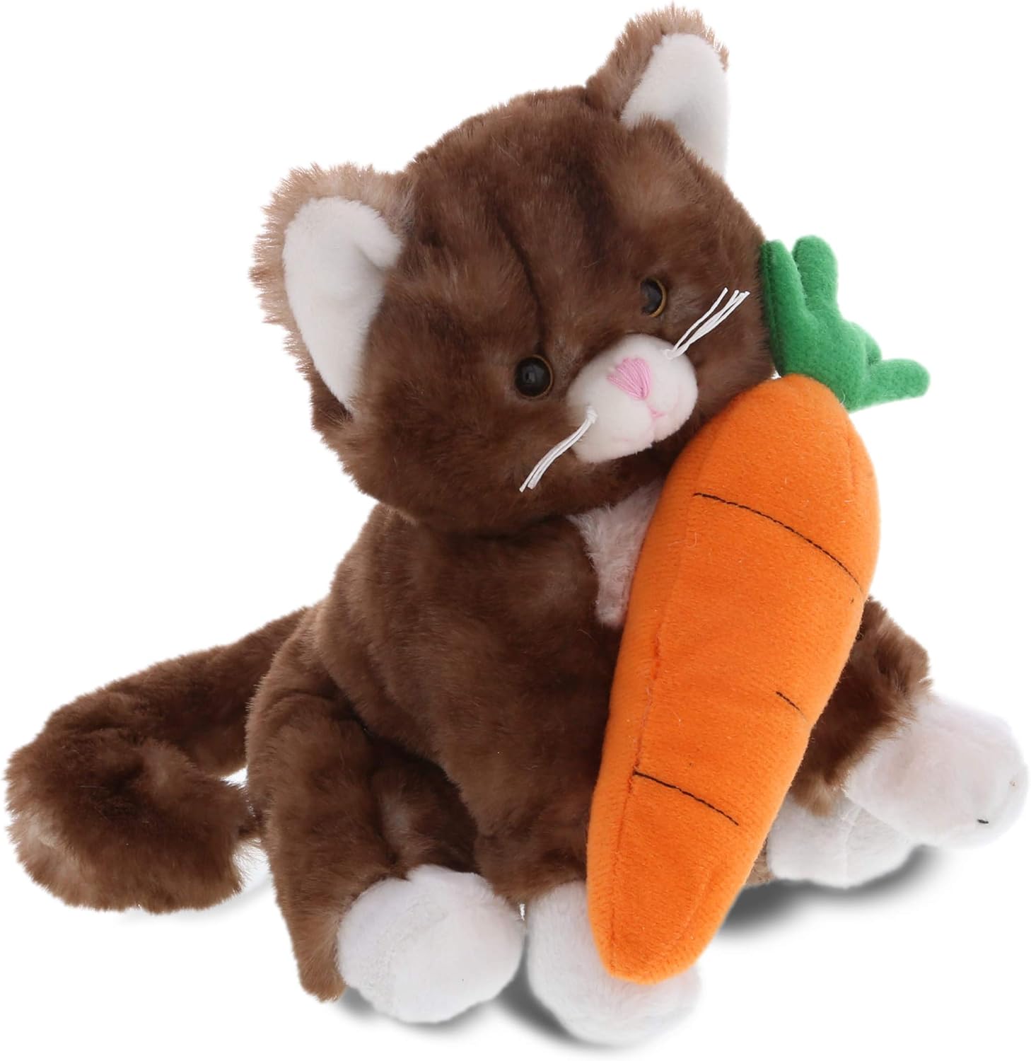 DolliBu Easter Brown Cat Plush with Carrot 7 Inch