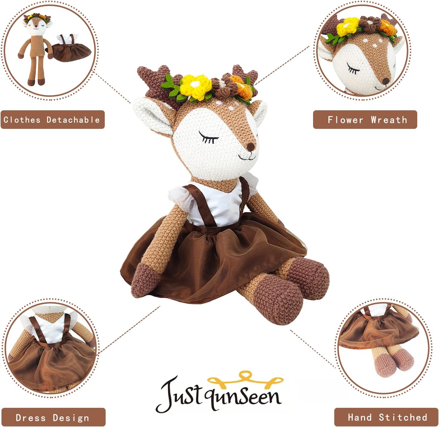17 Deer Plush Toy Cute Reindeer Ballerina Doll for Kids