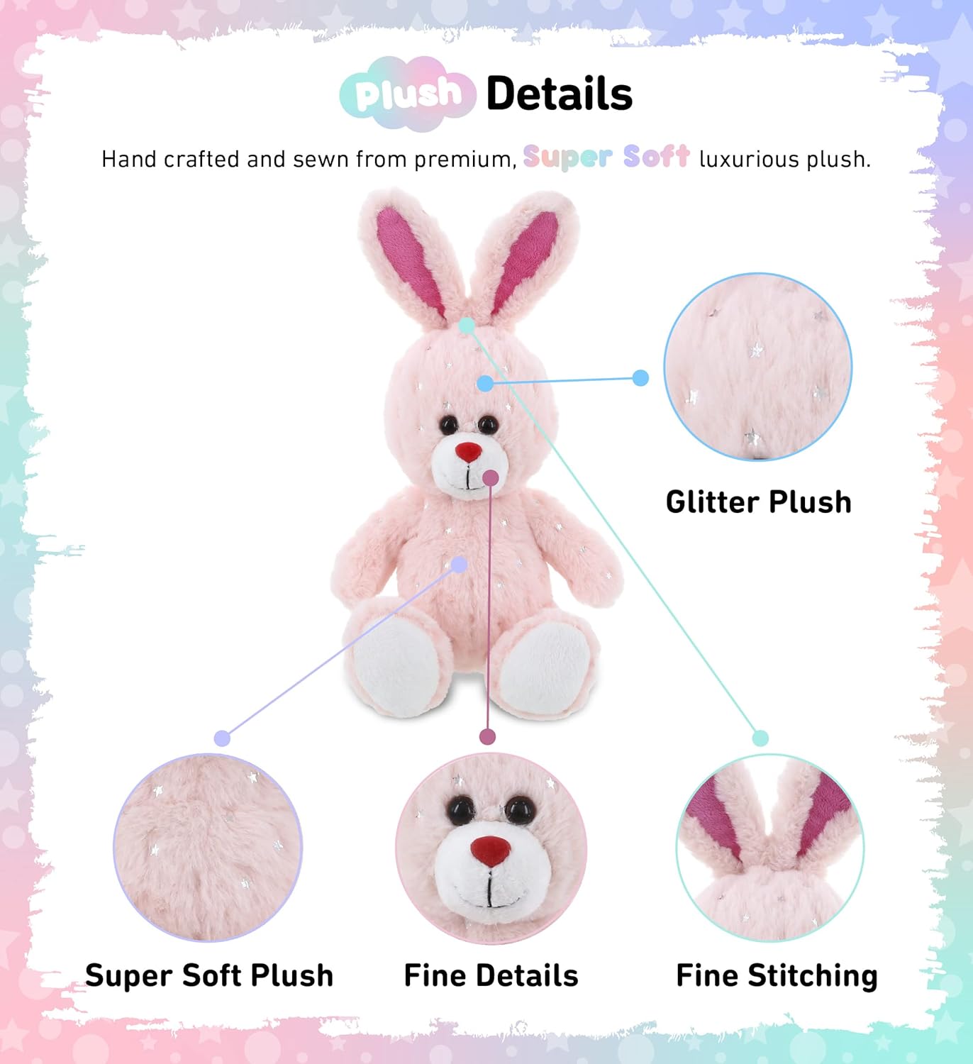 DolliBu Rose Gold Bunny Plush Toy 8 Inches