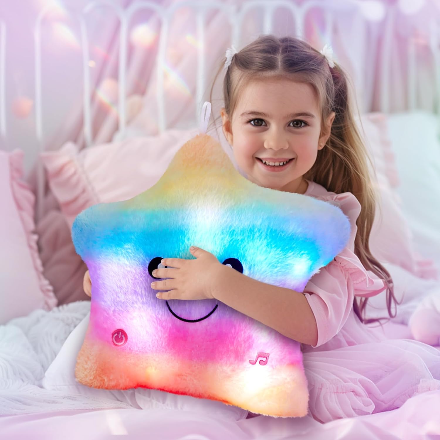 BSTAOFY 13 Inch Rainbow LED Musical Star Stuffed Animal Toy