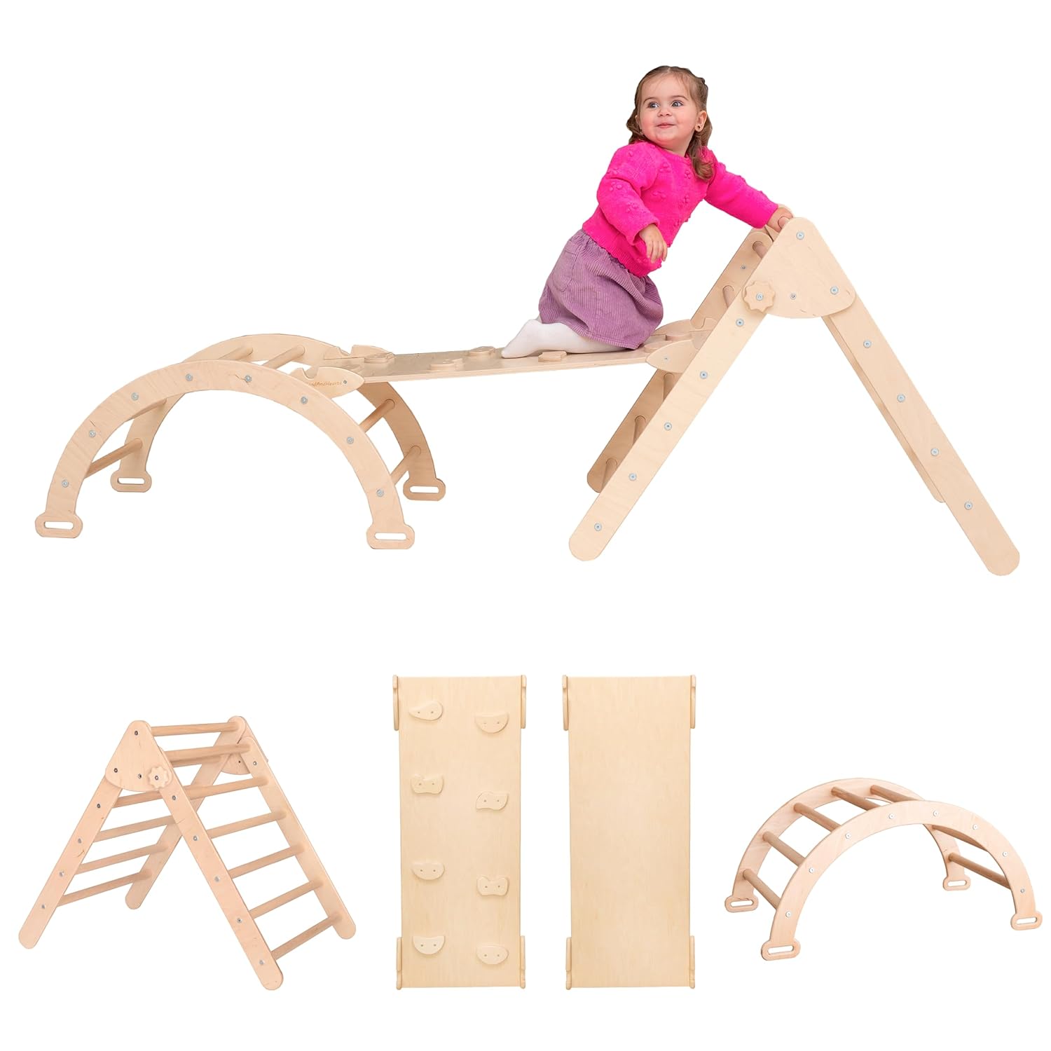 Wood And Hearts 3 in 1 Climbing Gym for Toddlers
