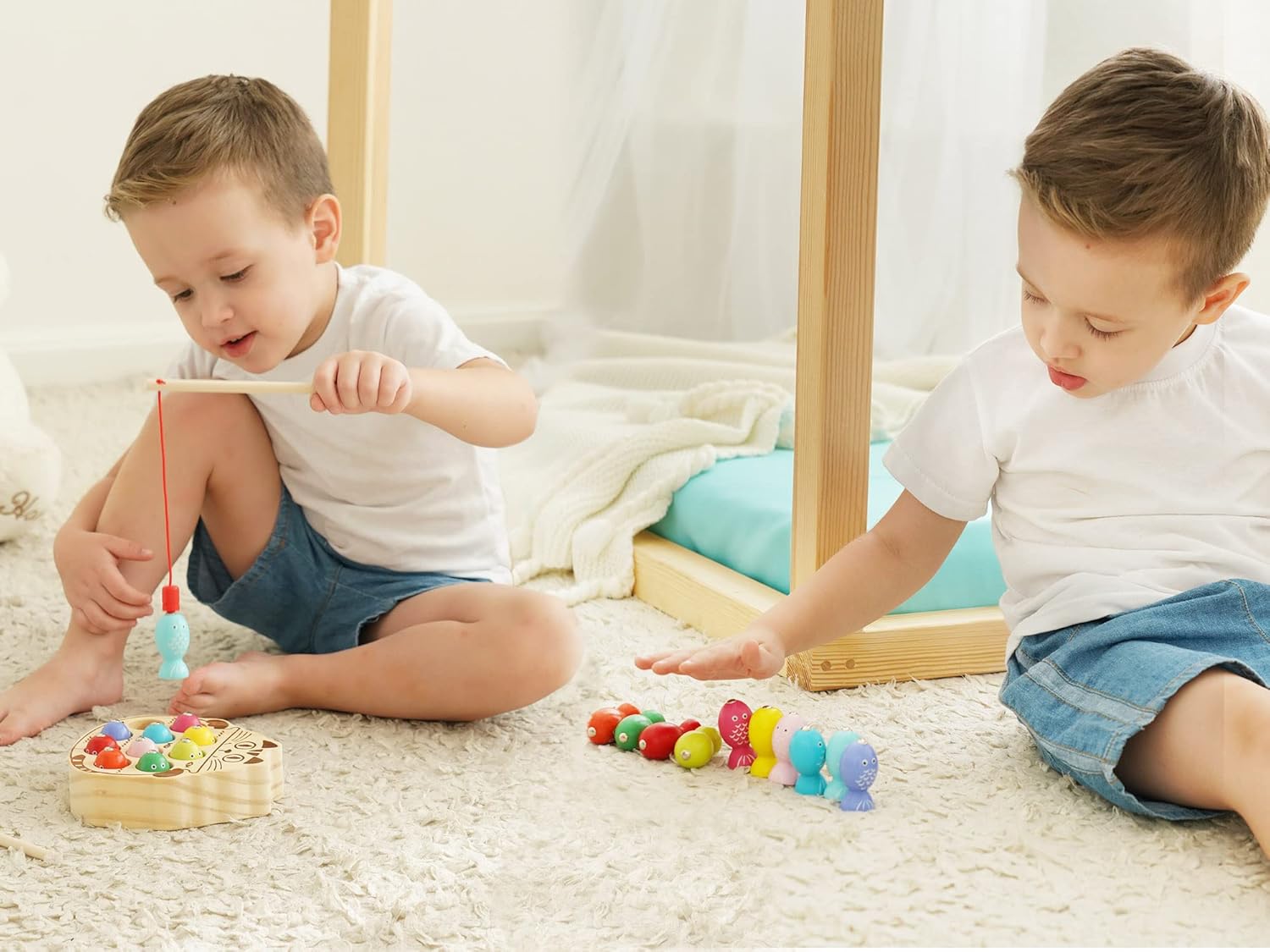 Montessori Magnetic Wooden Fishing Game for Toddlers