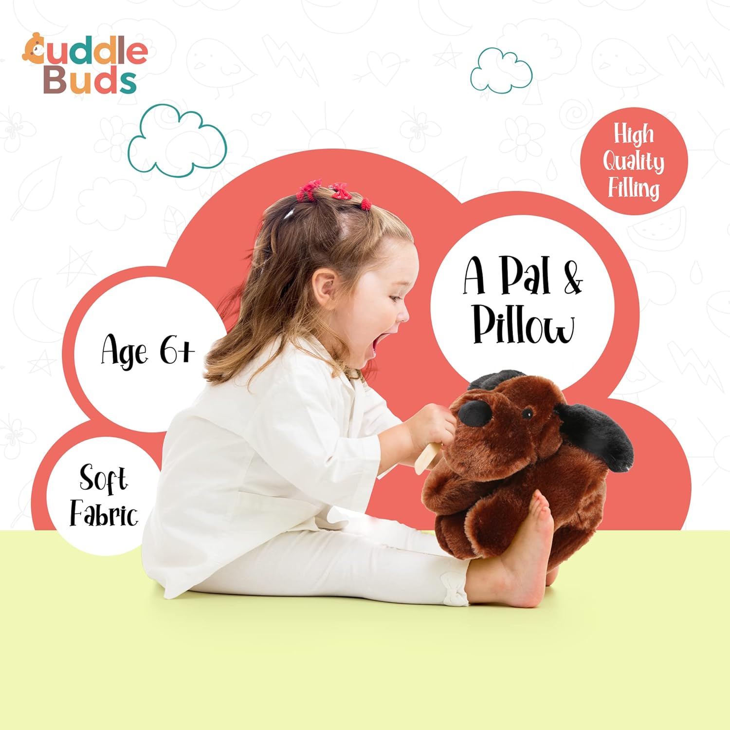 Cuddle Buds 3lbs Weighted Plush Dog for Kids and Adults