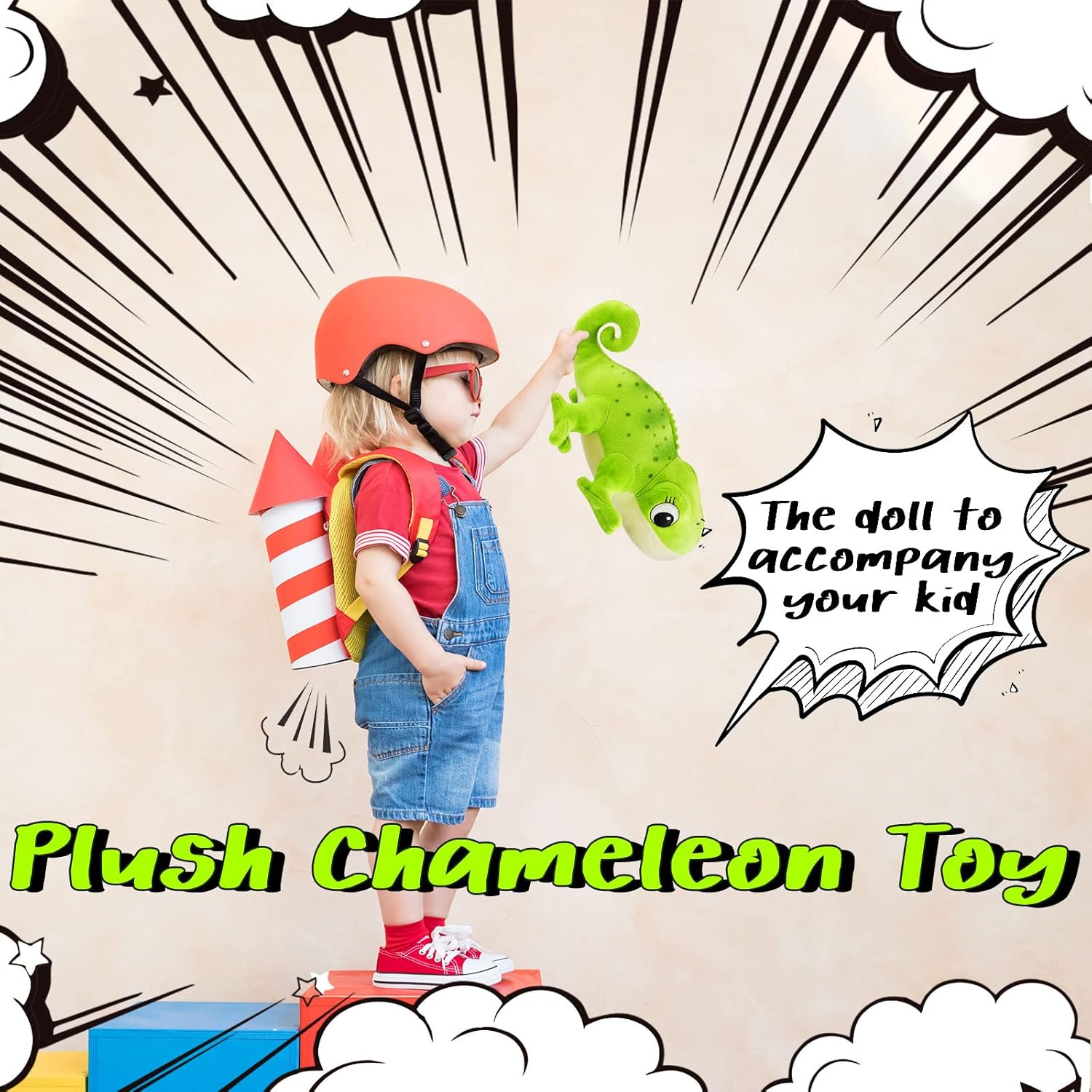 Zhanmai Chameleon Plush Doll Green 118 Inches