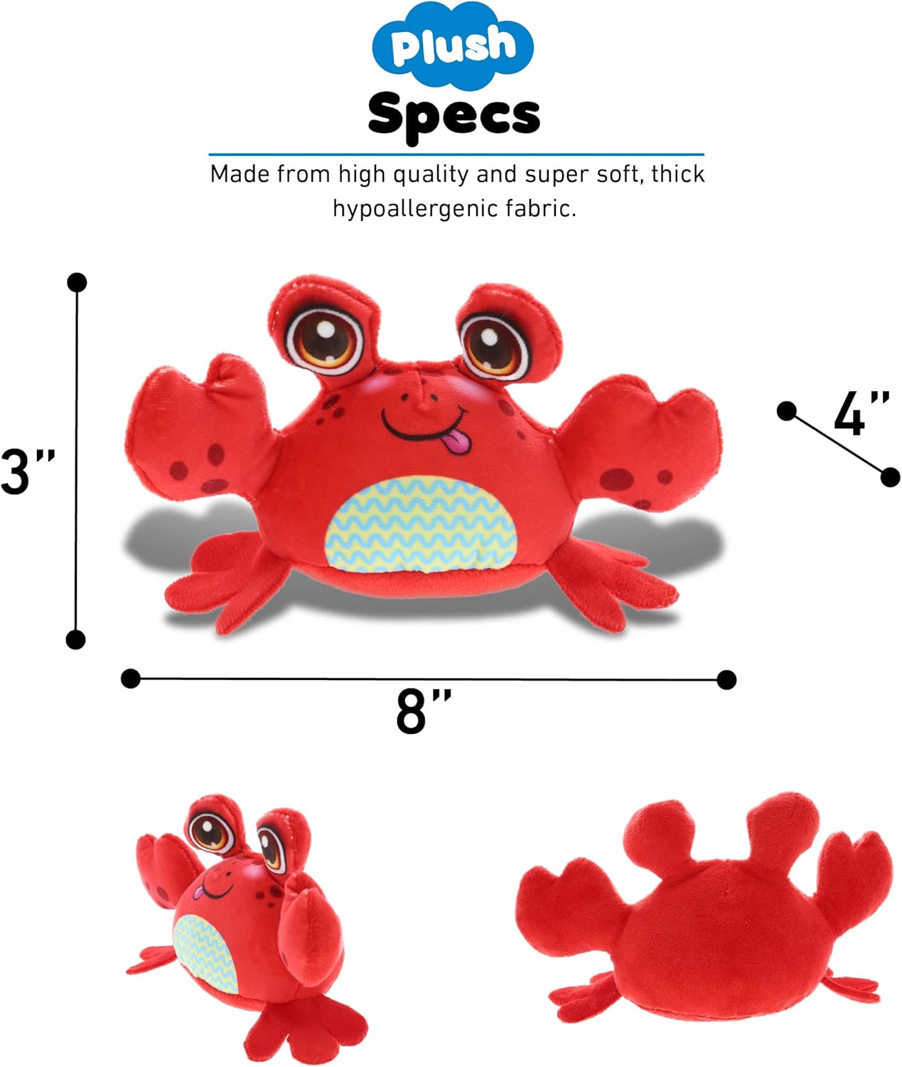 DolliBu Red Crab Plush Toy 55 Inches Huggable Cuddle Gift