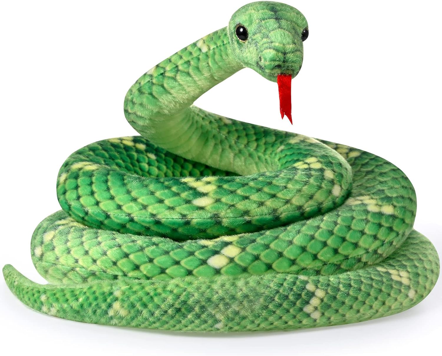 HyDren Realistic Giant Plush Snake Toy Green