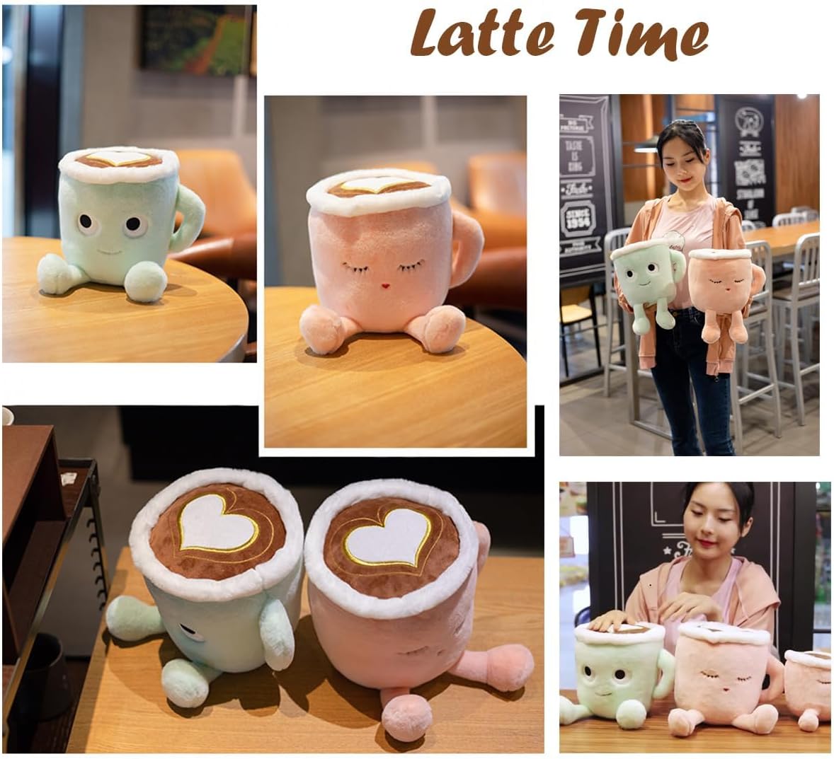 Latte Plush Pillow Coffee Cup Stuffed Toy for Kids and Adults