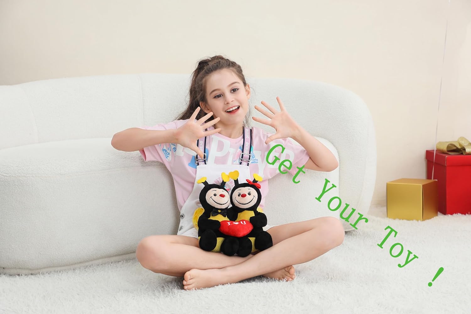 Yohaki Cute Bee Plush Stuffed Animal 2 in 1 Soft Plushie