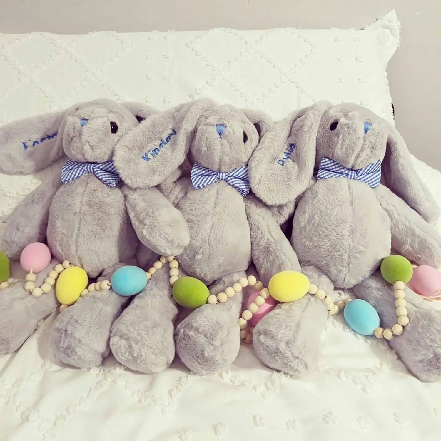 DIBSIES Personalized Hoppity Floppity Bunny 18-inch Gray with Blue Bowtie