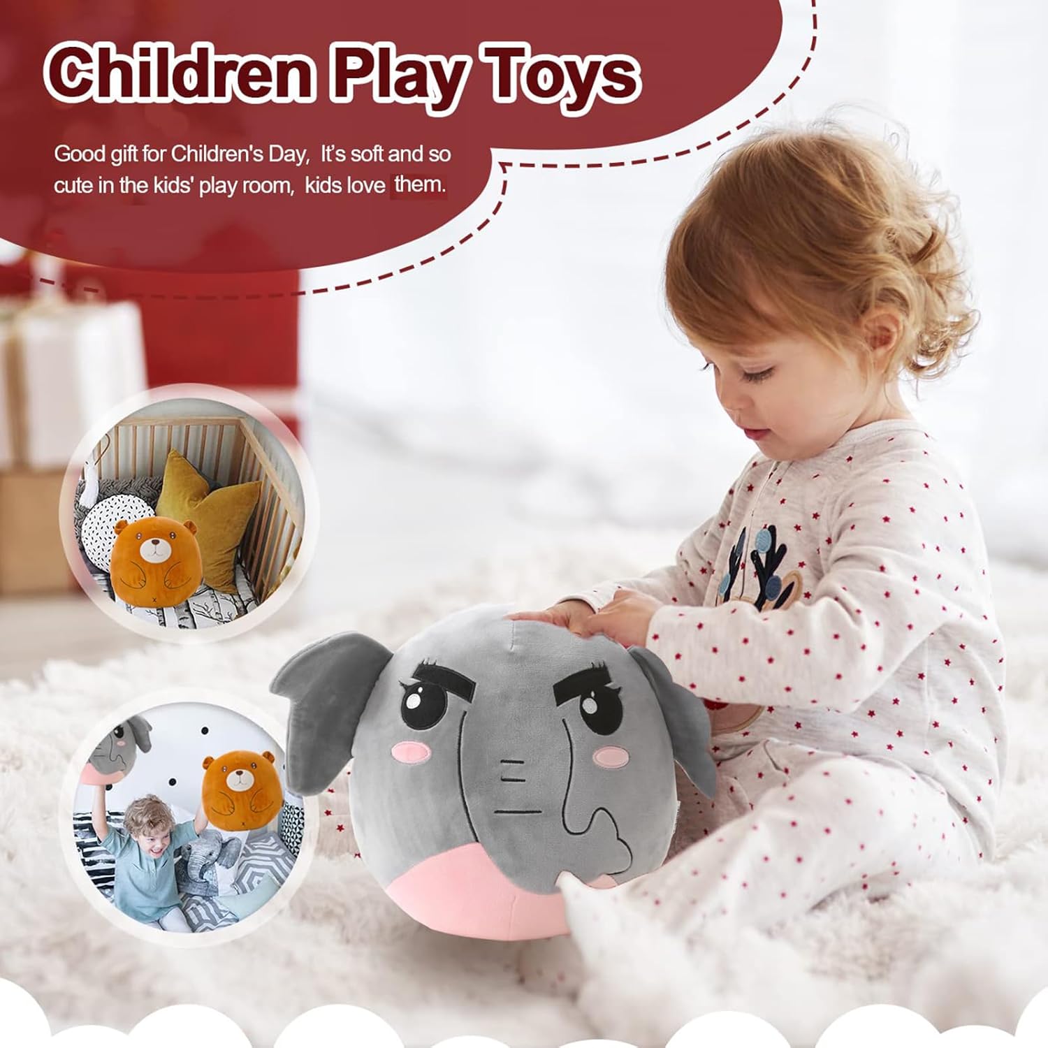 Jemsia 12 Plush Elephant Back Pillow for Kids