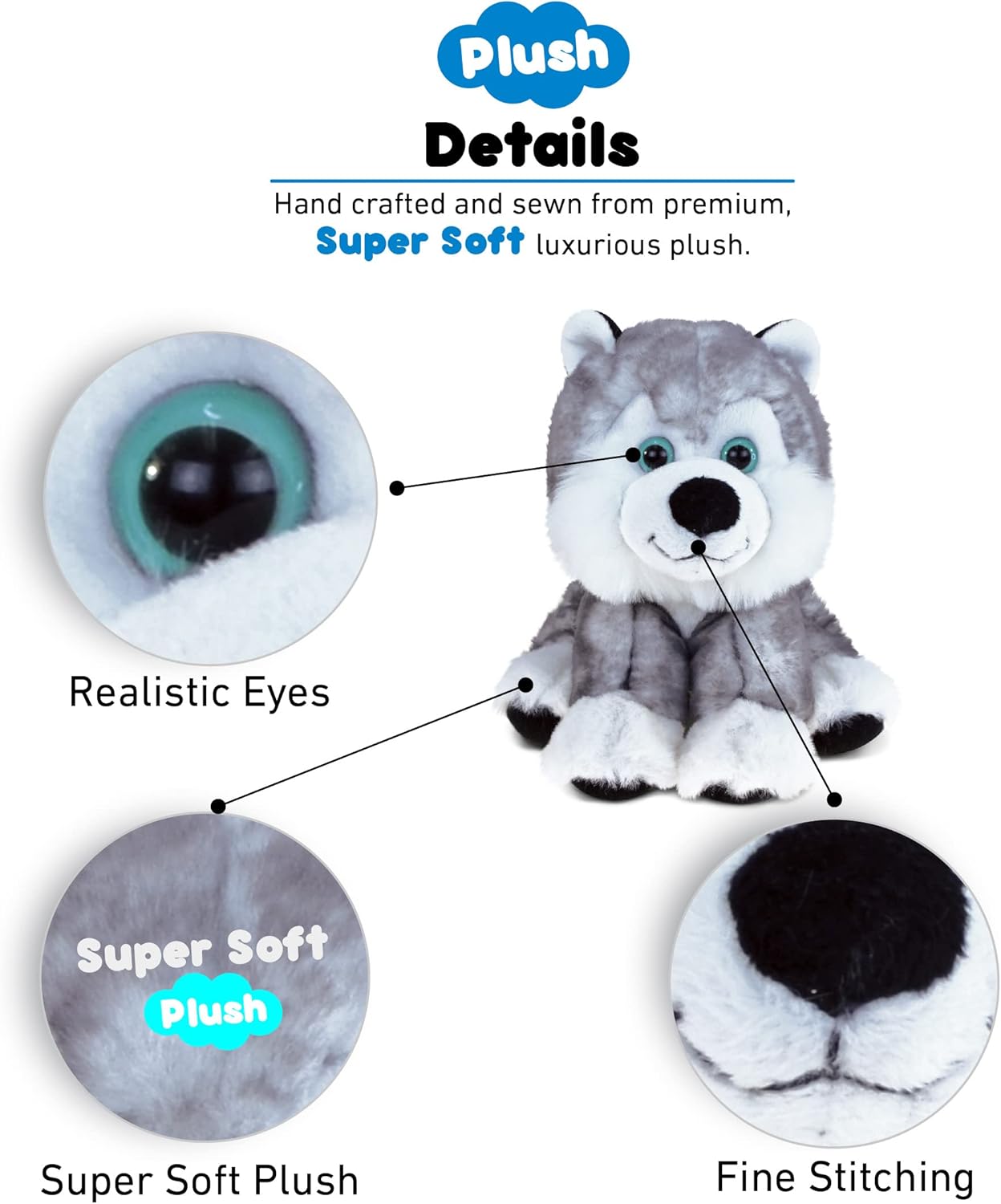 Puzzled DolliBu Floppy Husky Plush 9 Inch