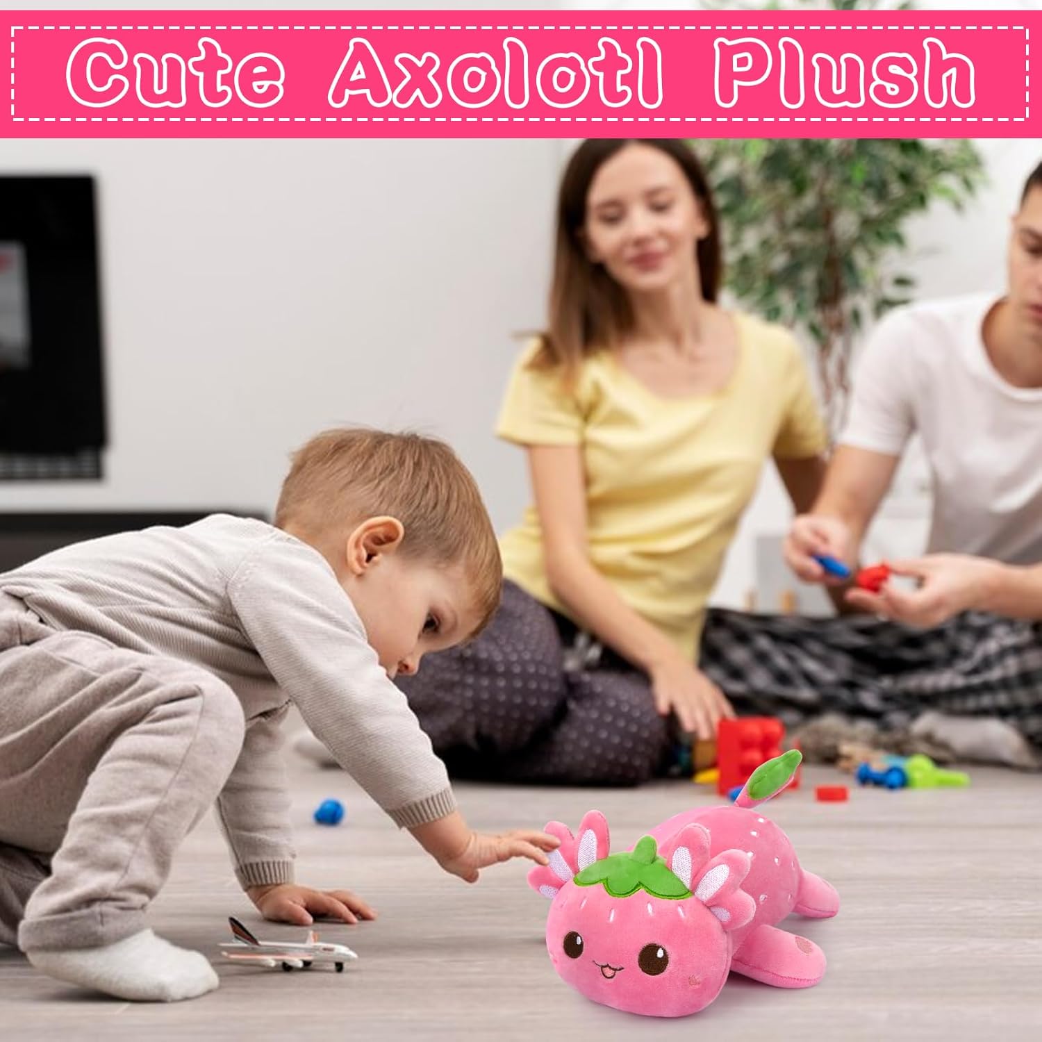 Cute Strawberry Axolotl Plushie Toy 8 Inch