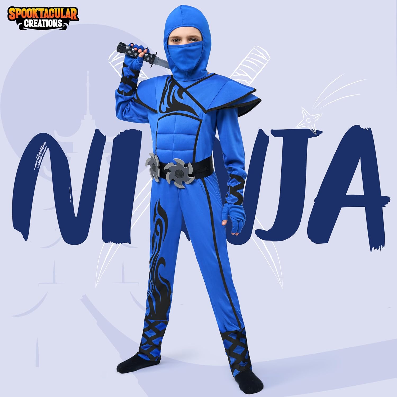 Spooktacular Kids Halloween Ninja Costume for Boys Girls