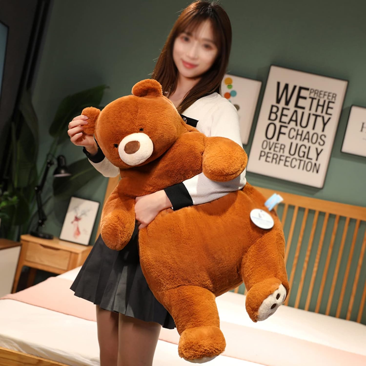 Ronivia Bear Weighted Plush Pillow 17 35 lbs Large Brown Bear Stuffed Animal