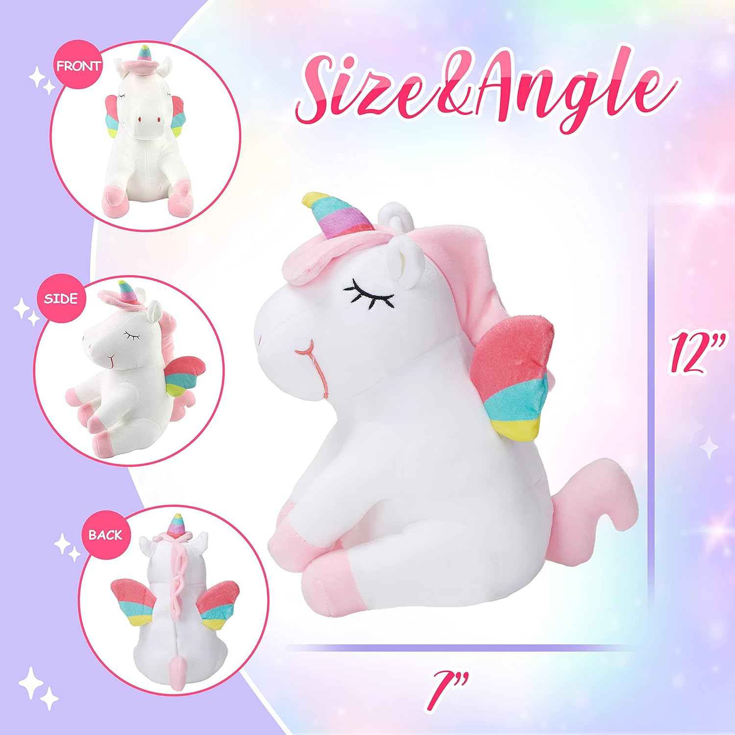 Athoinsu 12 Glowing Unicorn Plush Toy with LED Night Light