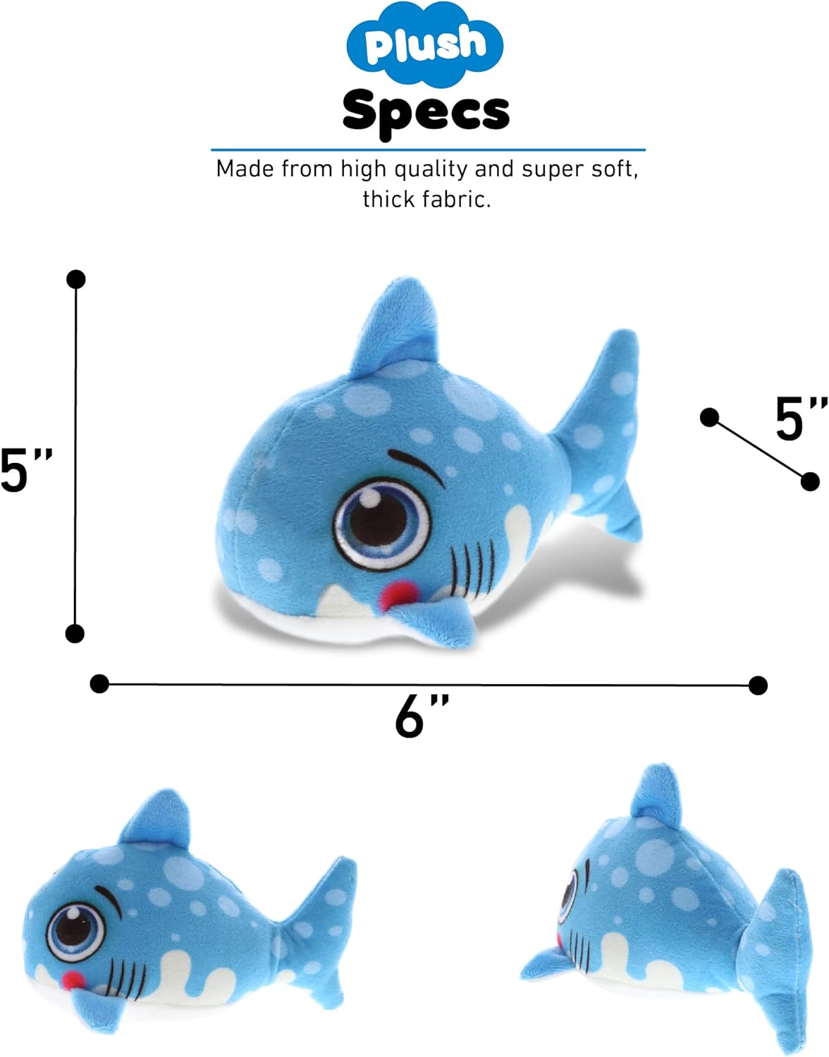 DolliBu Blue Shark Plush Toy 55 Inch Huggable Stuffed Animal 1