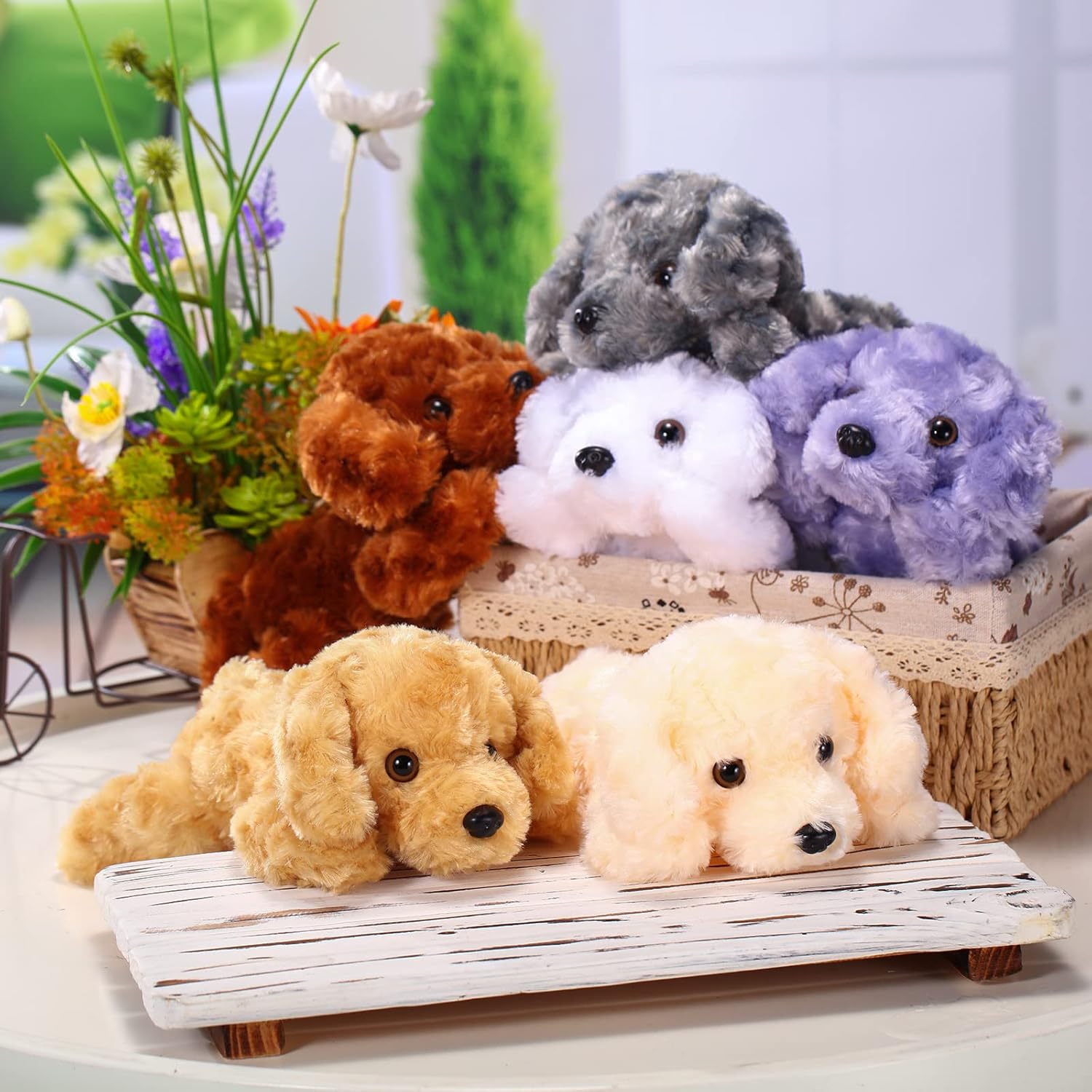 Harrycle 6 Pcs 8 Inch Plush Dog Pillow Toy Set