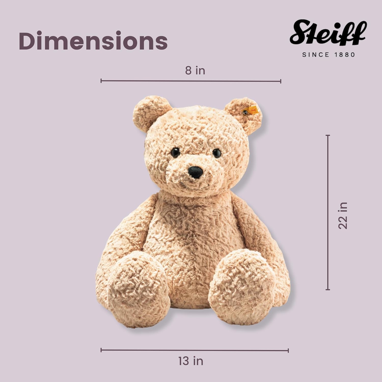 Steiff Jimmy Teddy Bear 55 cm Soft Plush Toy with Plastic Eyes
