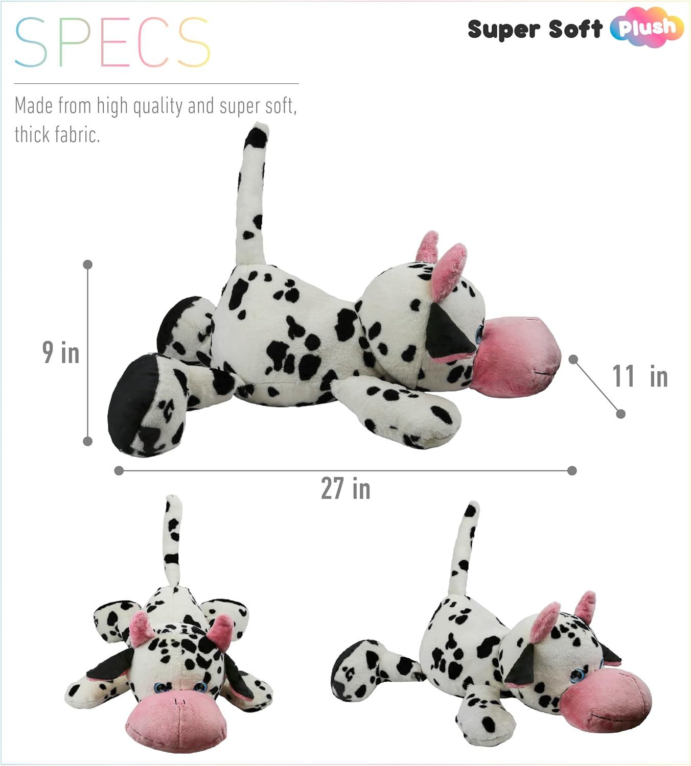 DolliBu Plush Cow Pillow - 27 Inch Big Hugging Toy