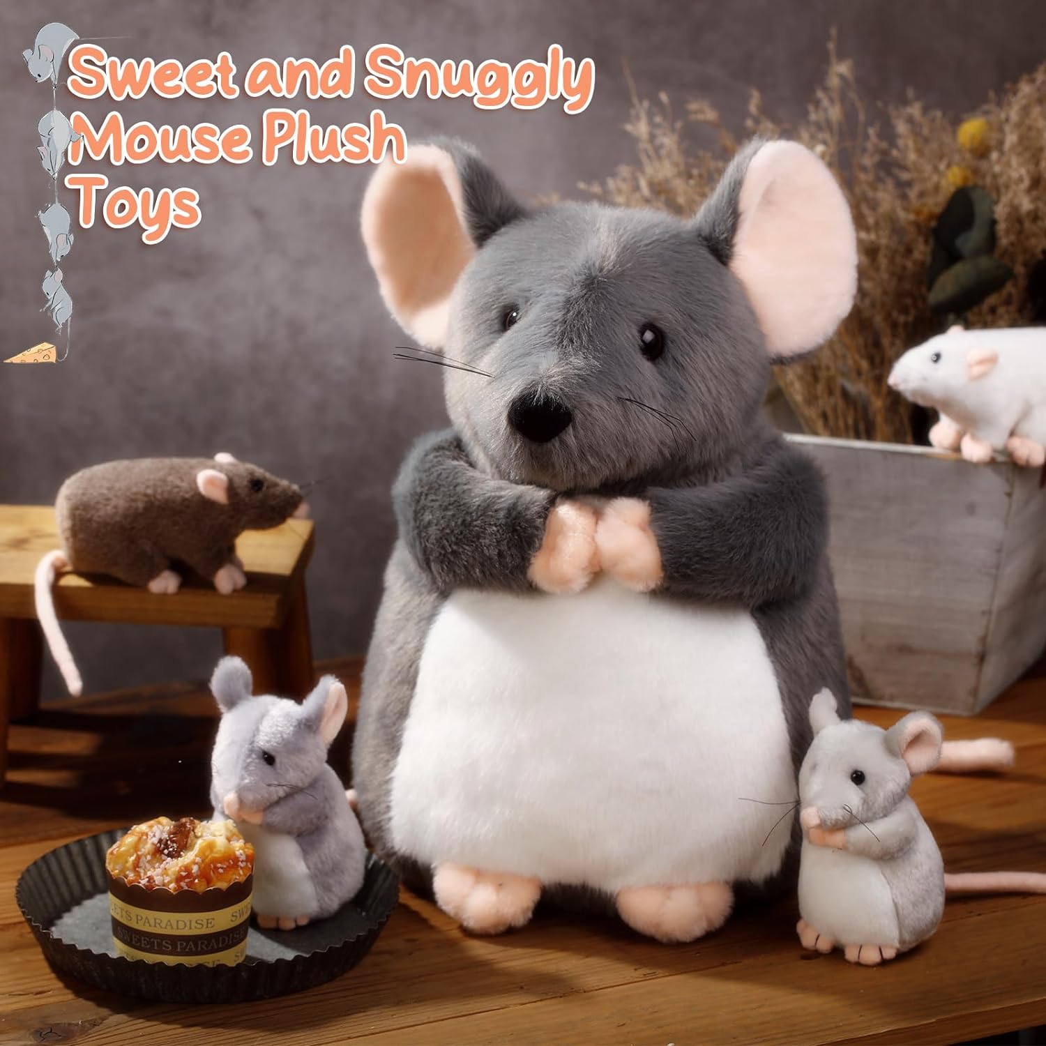 5 Pcs Mouse Plush Stuffed Animals Set